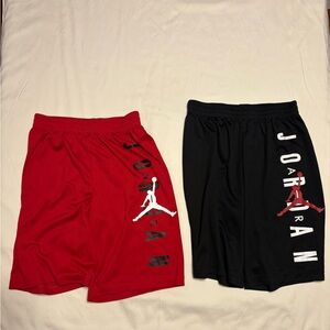 Jordan Athletic Shorts in Red and Black 2 Pair both Youth Large
